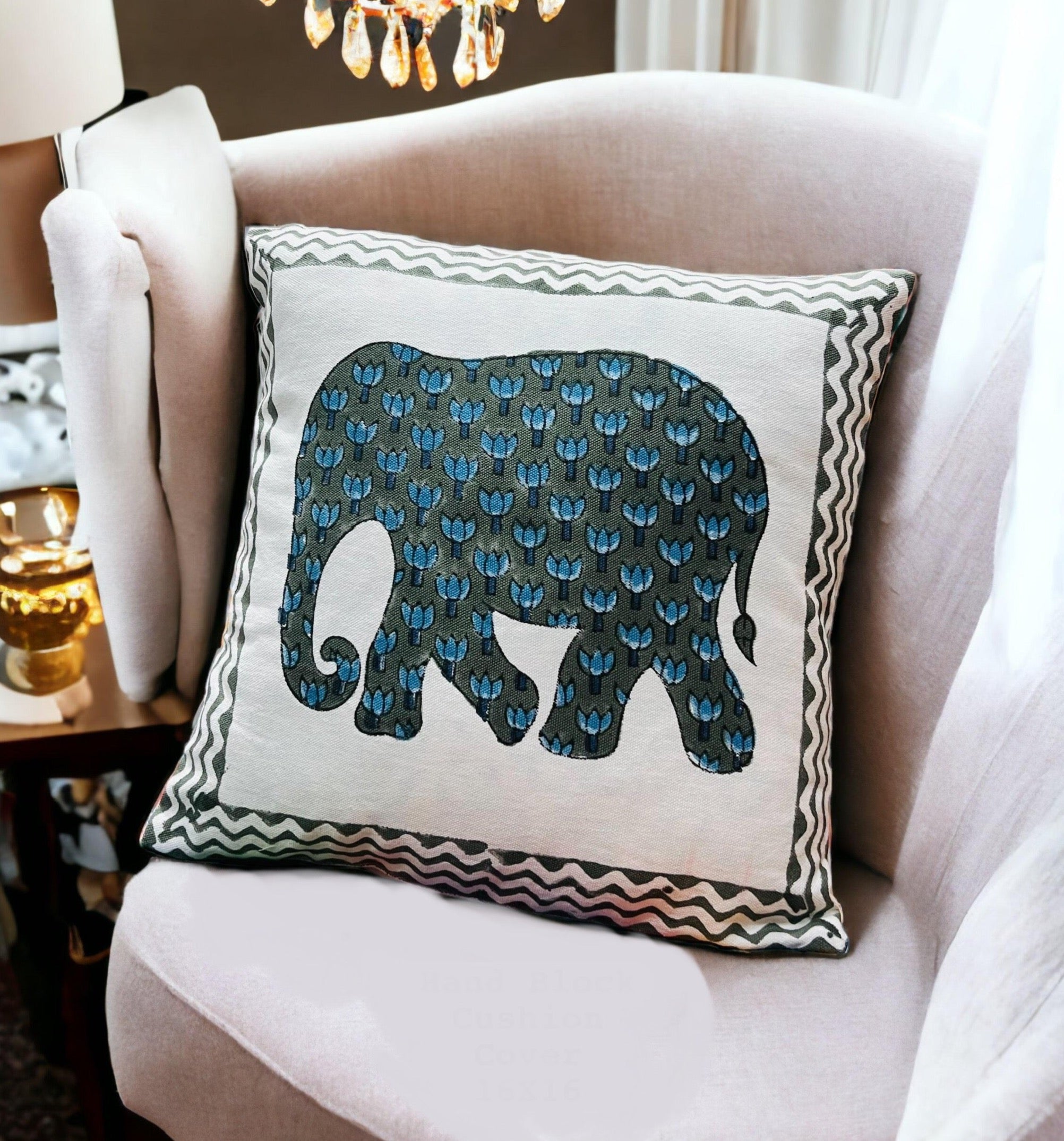 Pure cotton hand block printed cushion covers (Set of 5)