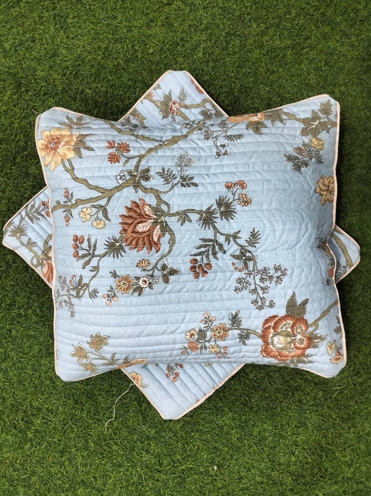 Pure cotton printed quilted cushion covers 16x16 inches/ 40x40 cms (Set of 5)