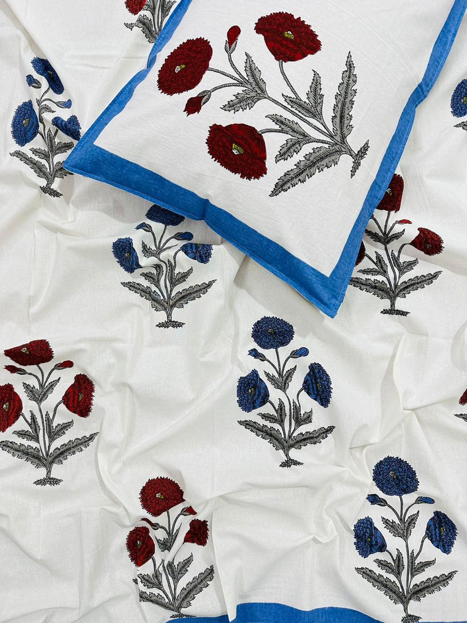 Pure cotton single bedsheet with 1 pillow cover (Size 60x90 inches)