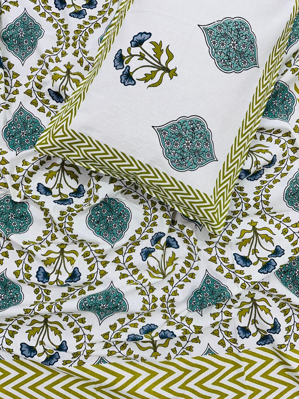 Pure cotton single bedsheet with 1 pillow cover (Size 60x90 inches)