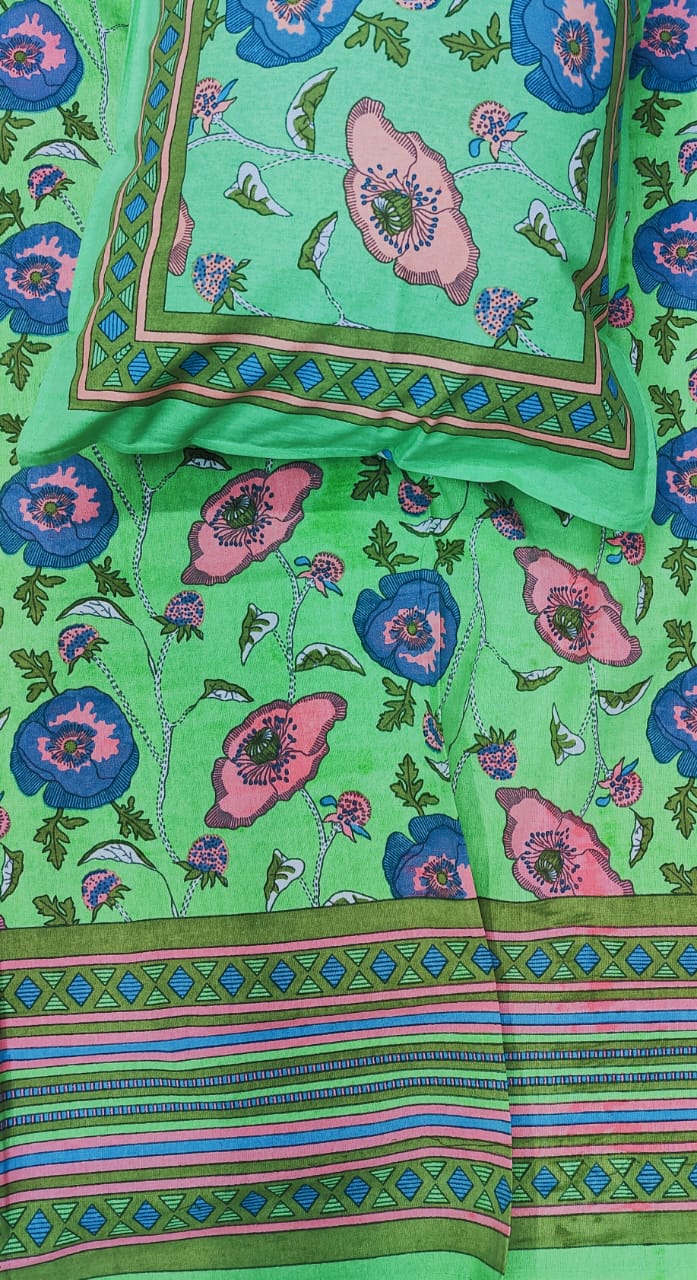 Pure cotton single bedsheet with 1 pillow cover (Size 60x90 inches)