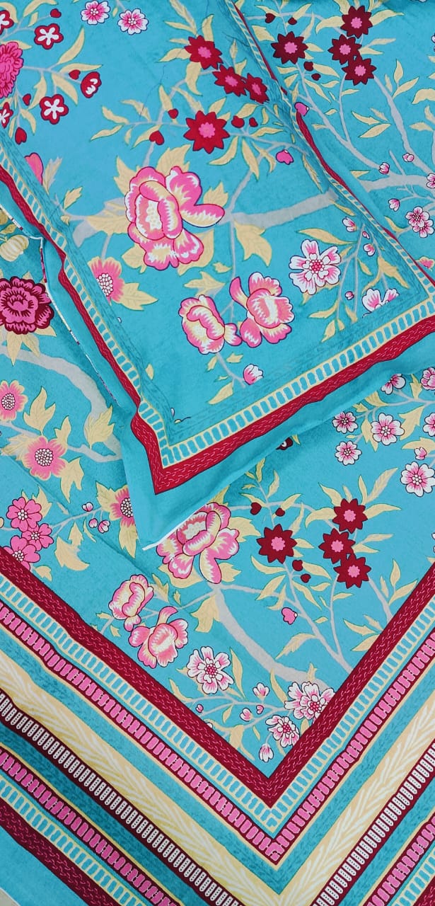 Pure cotton single bedsheet with 1 pillow cover (Size 60x90 inches)