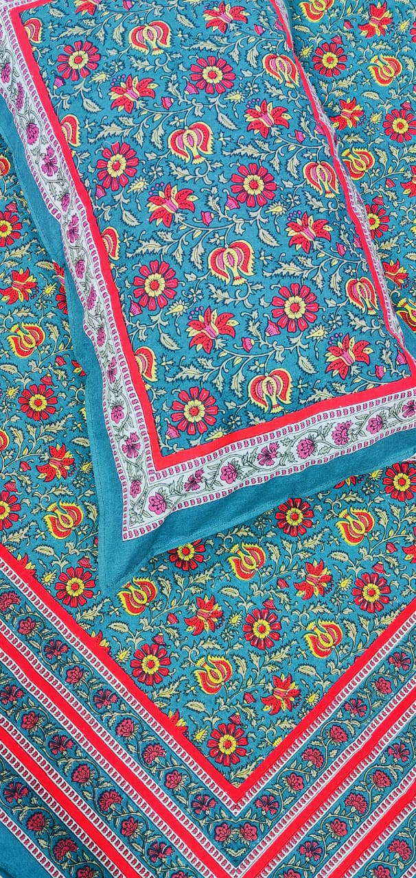 Pure cotton single bedsheet with 1 pillow cover (Size 60x90 inches)