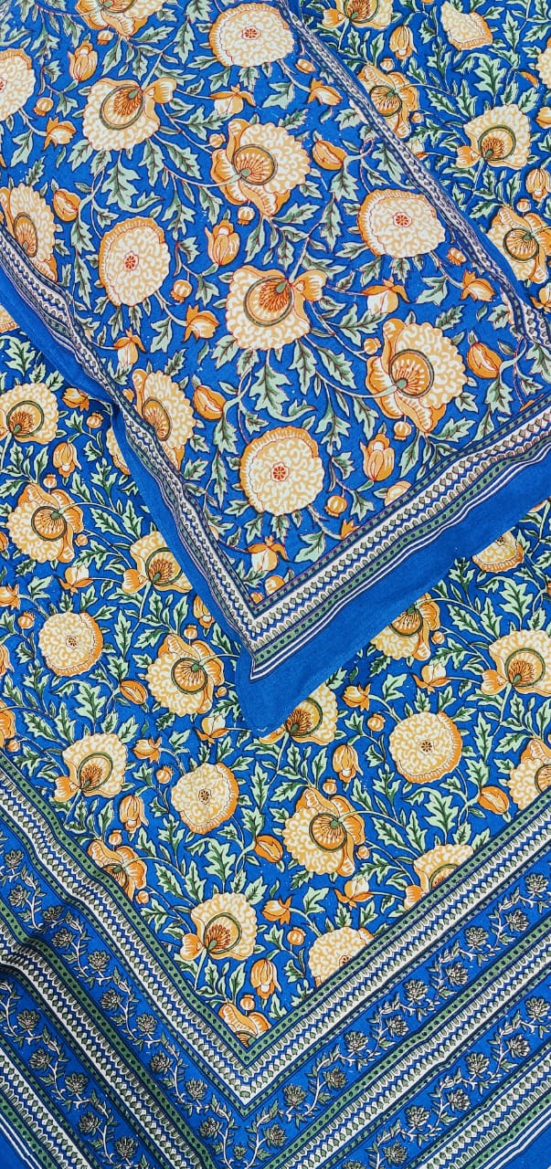 Pure cotton single bedsheet with 1 pillow cover (Size 60x90 inches)