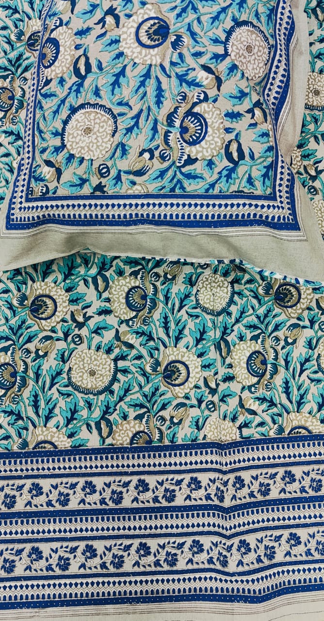 Pure cotton single bedsheet with 1 pillow cover (Size 60x90 inches)