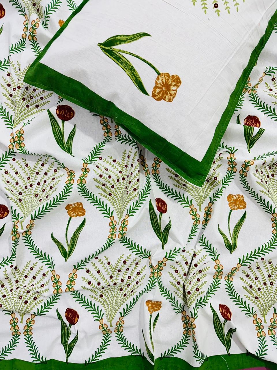 Pure cotton single bedsheet with 1 pillow cover (Size 60x90 inches)