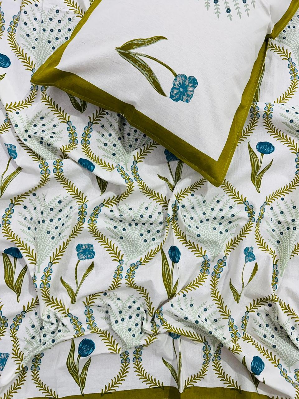 Pure cotton single bedsheet with 1 pillow cover (Size 60x90 inches)