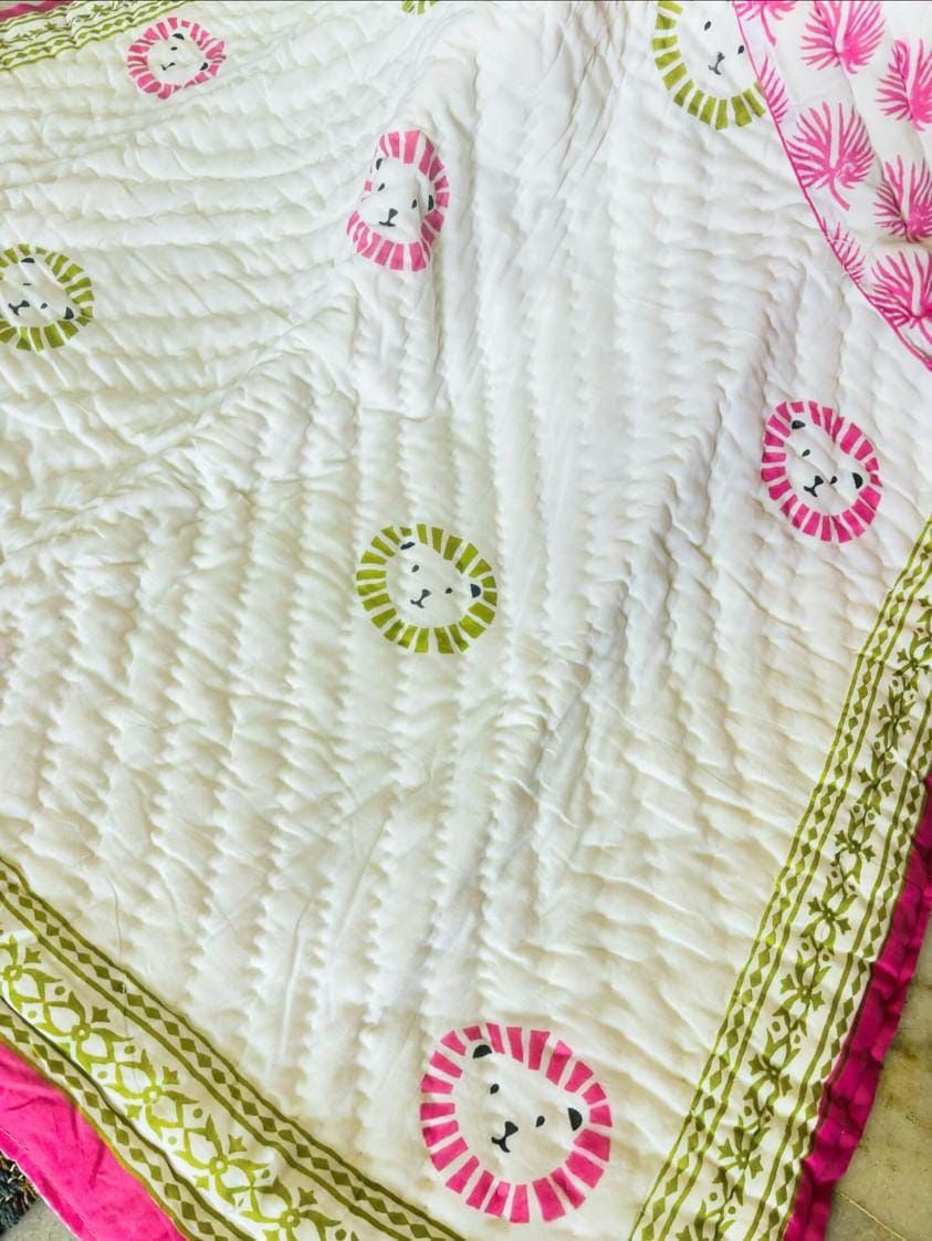 Pure mulmul cotton hand quilted baby quilts