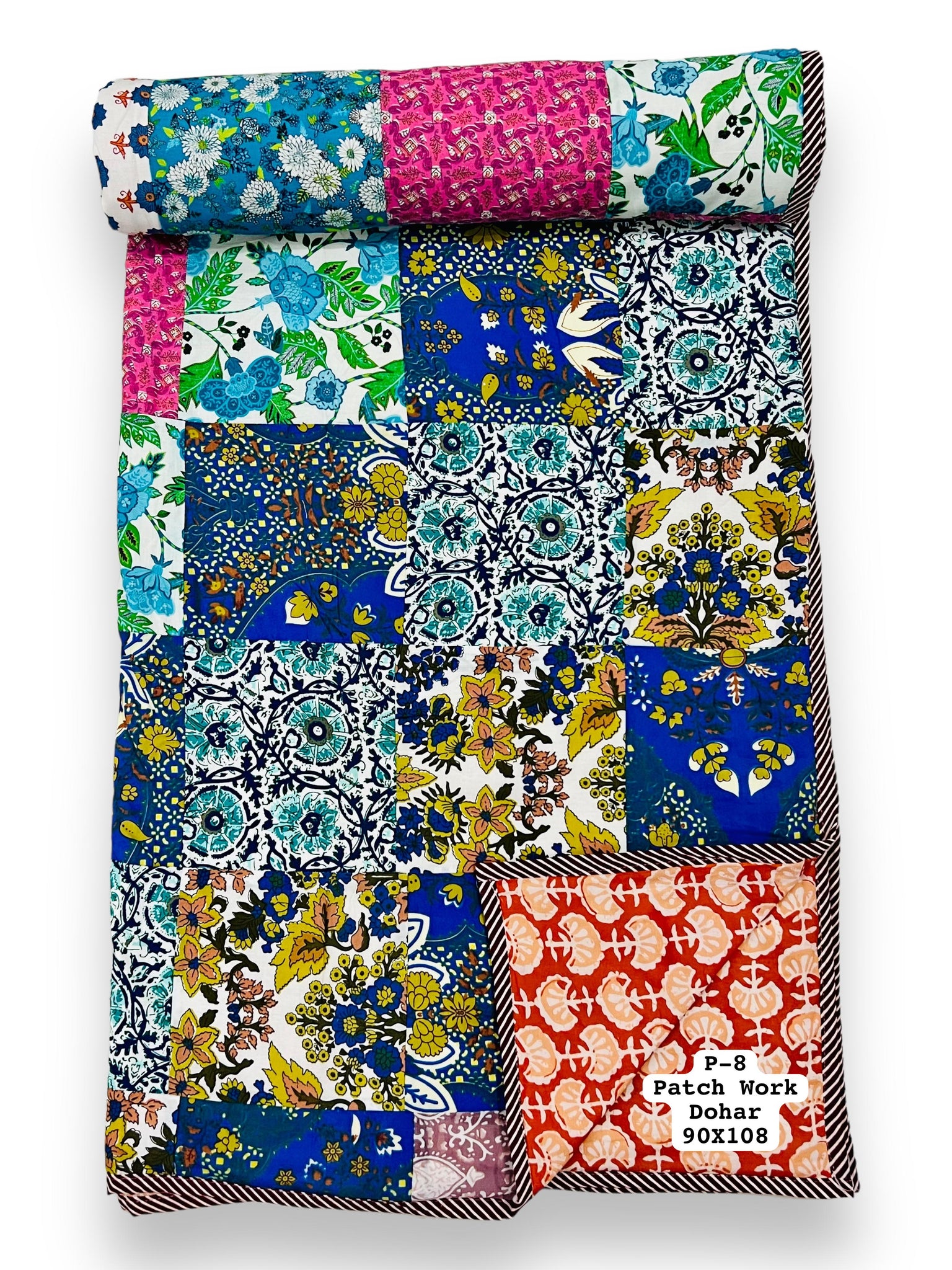 Pure cotton patchwork reversible double dohars (90x108 inches)