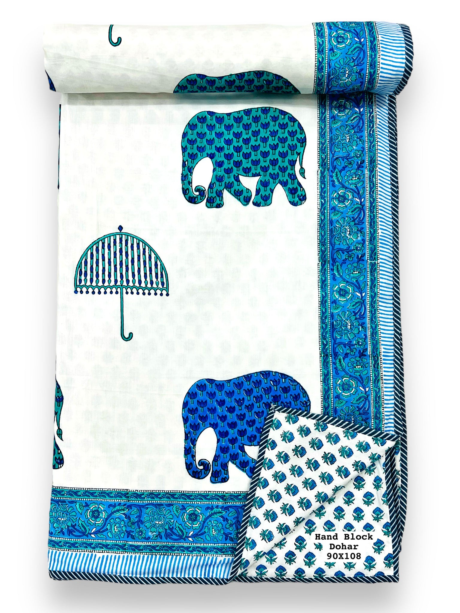 Handblock printed pure mulmul cotton all weather double dohars (90x108 inches)