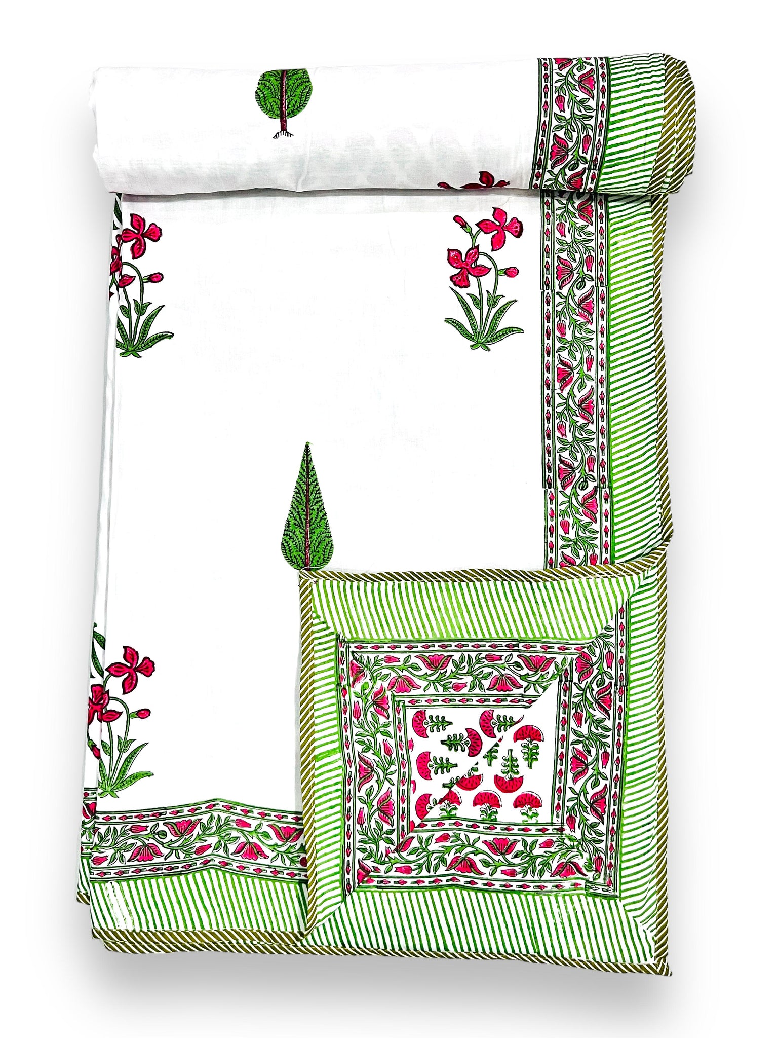 Handblock printed pure mulmul cotton all weather double dohars (90x108 inches)