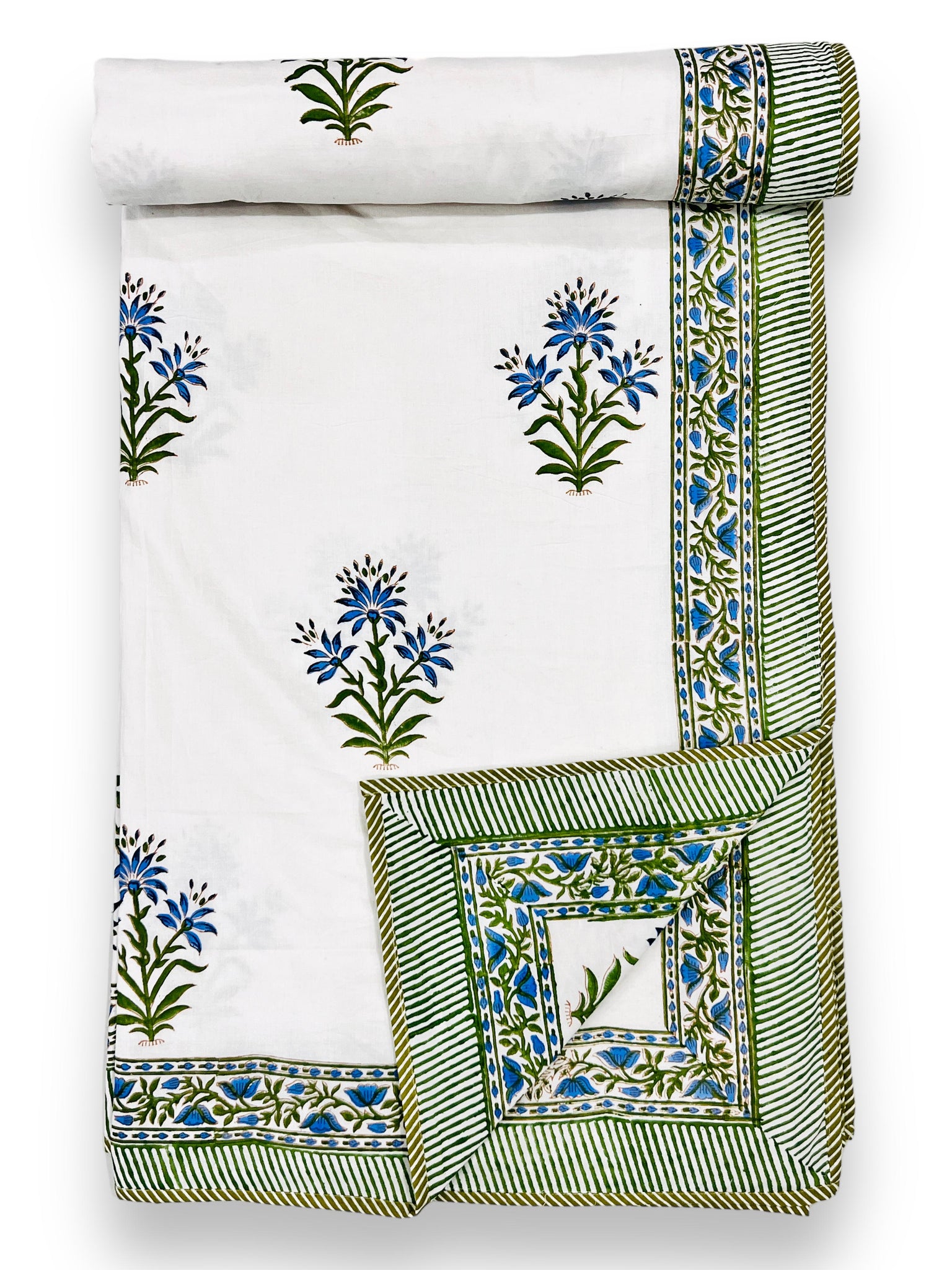 Handblock printed pure mulmul cotton all weather double dohars (90x108 inches)