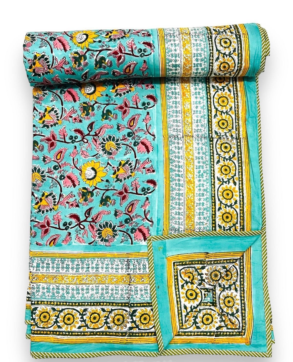 Handblock printed pure mulmul cotton all weather double dohars (90x108 inches)