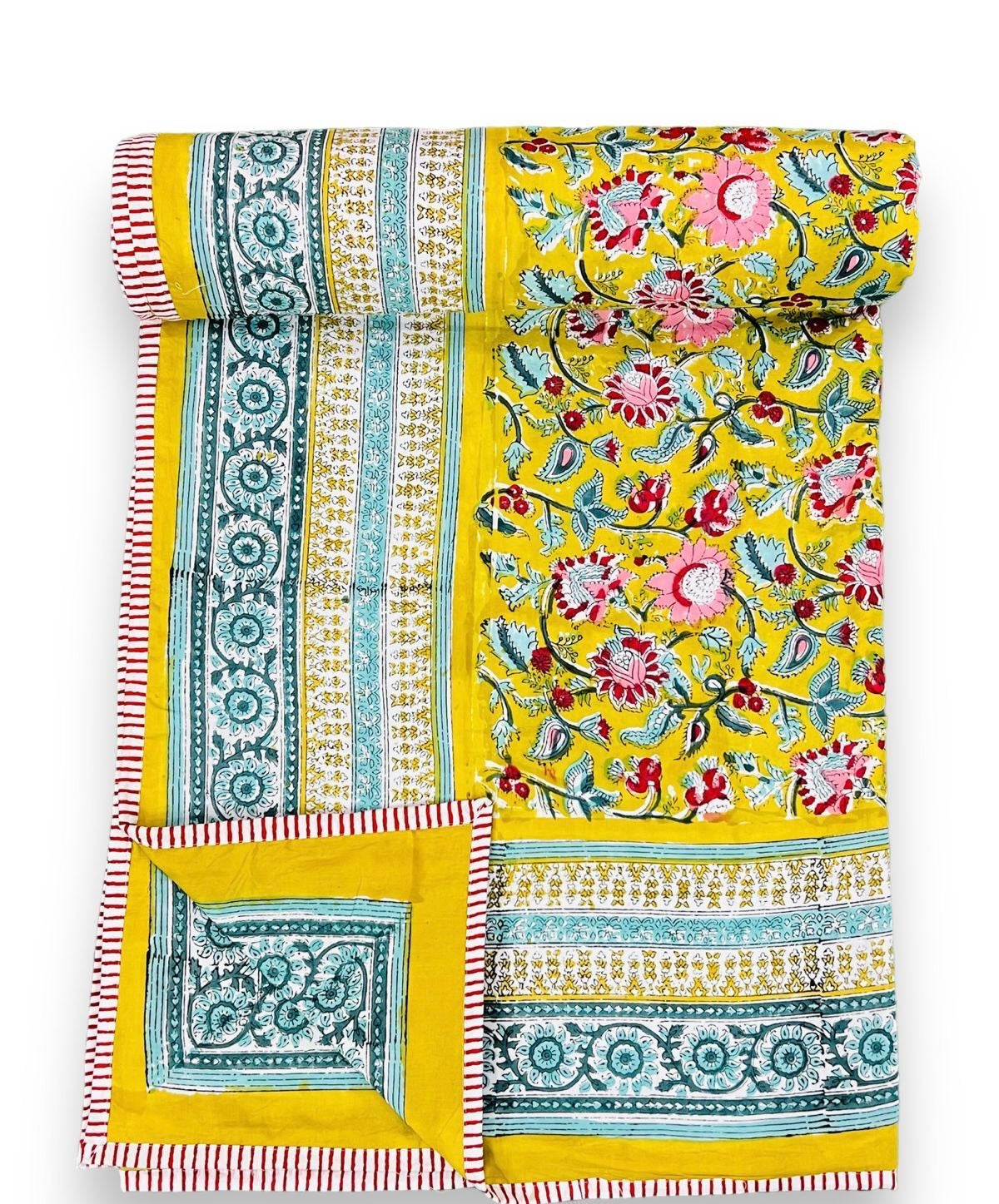 Handblock printed pure mulmul cotton all weather double dohars (90x108 inches)