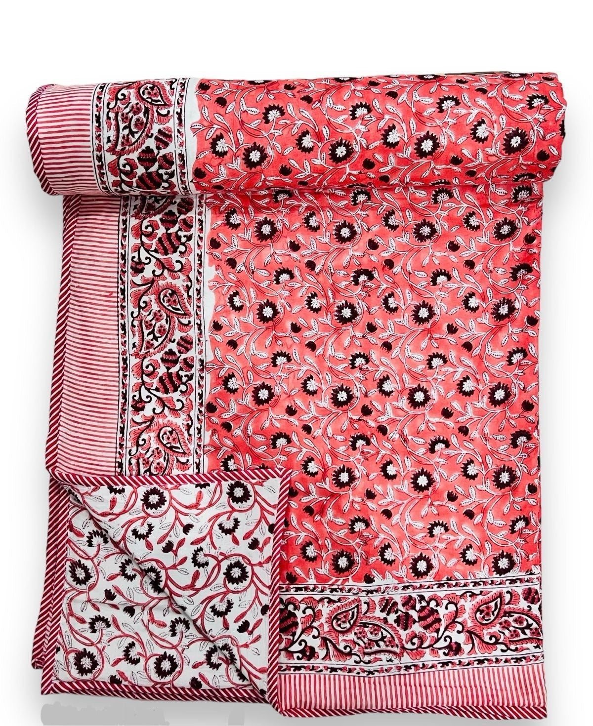 Handblock printed pure mulmul cotton all weather double dohars (90x108 inches)