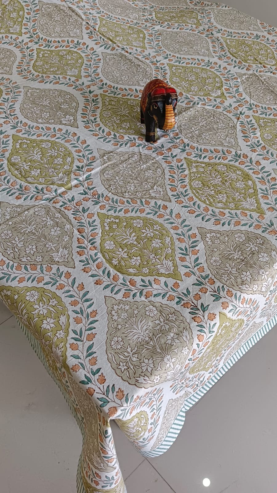 Pure cotton hand-block printed table covers for 6 seater dining tables (60x90 inches)