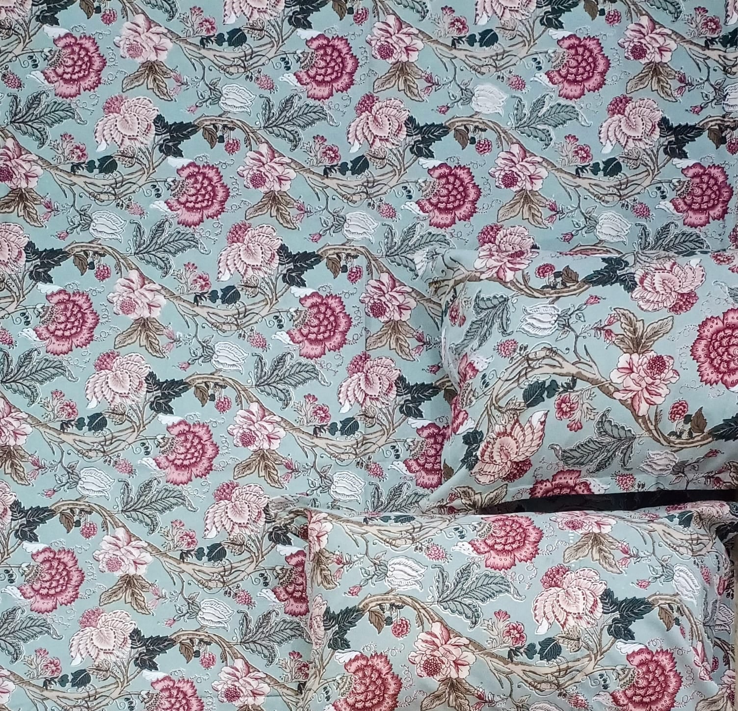 Pure cotton king size double bedsheet with two pillow covers (100x108 inches)