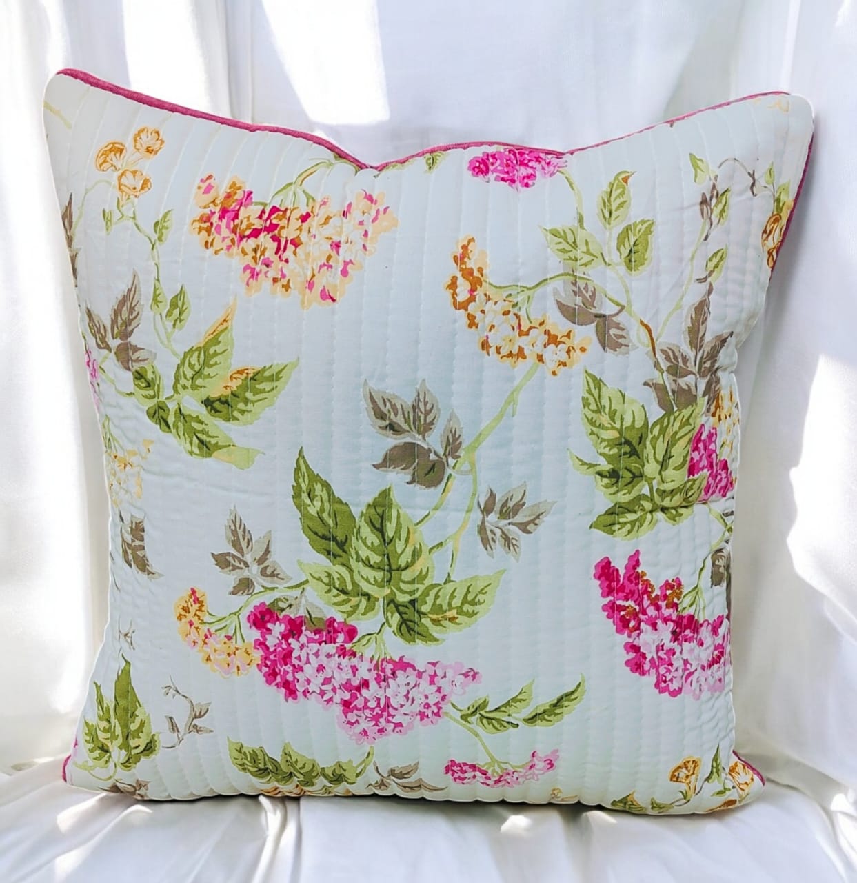 Pure cotton printed quilted cushion covers 16x16 inches/ 40x40 cms (Set of 5)