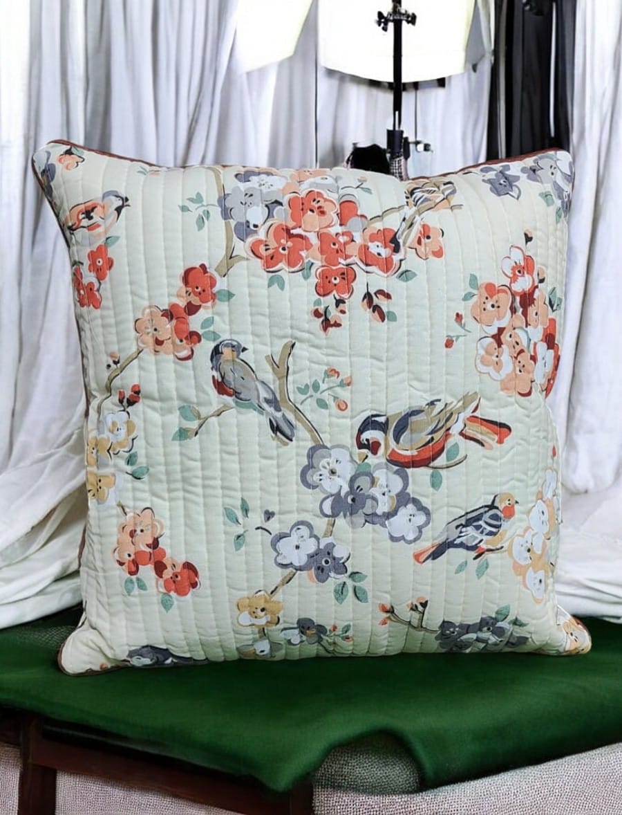 Pure cotton printed quilted cushion covers 16x16 inches/ 40x40 cms (Set of 5)