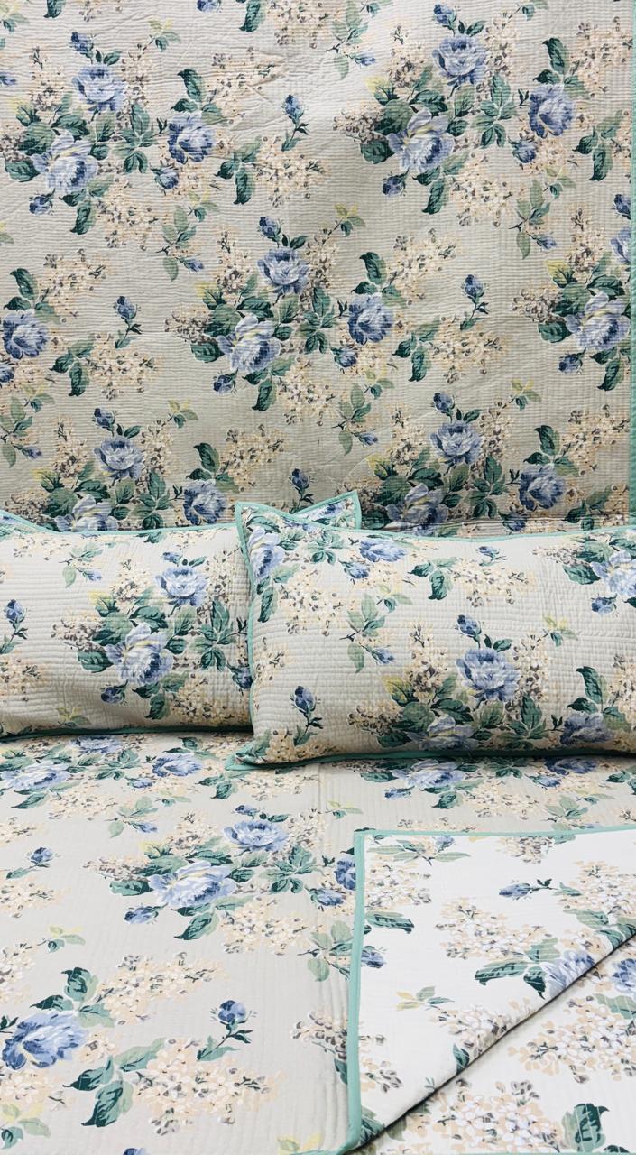 Pure cotton quilted bedcovers with two quilted pillow covers (90x108 inches)