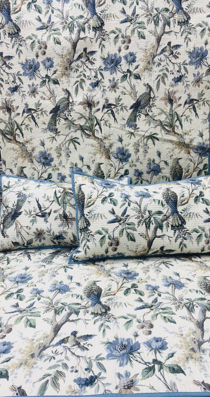 Pure cotton quilted bedcovers with two quilted pillow covers (90x108 inches)