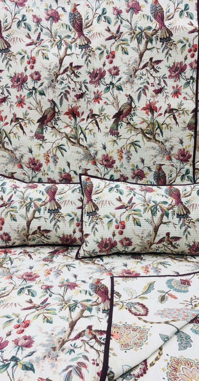 Pure cotton quilted bedcovers with two quilted pillow covers (90x108 inches)
