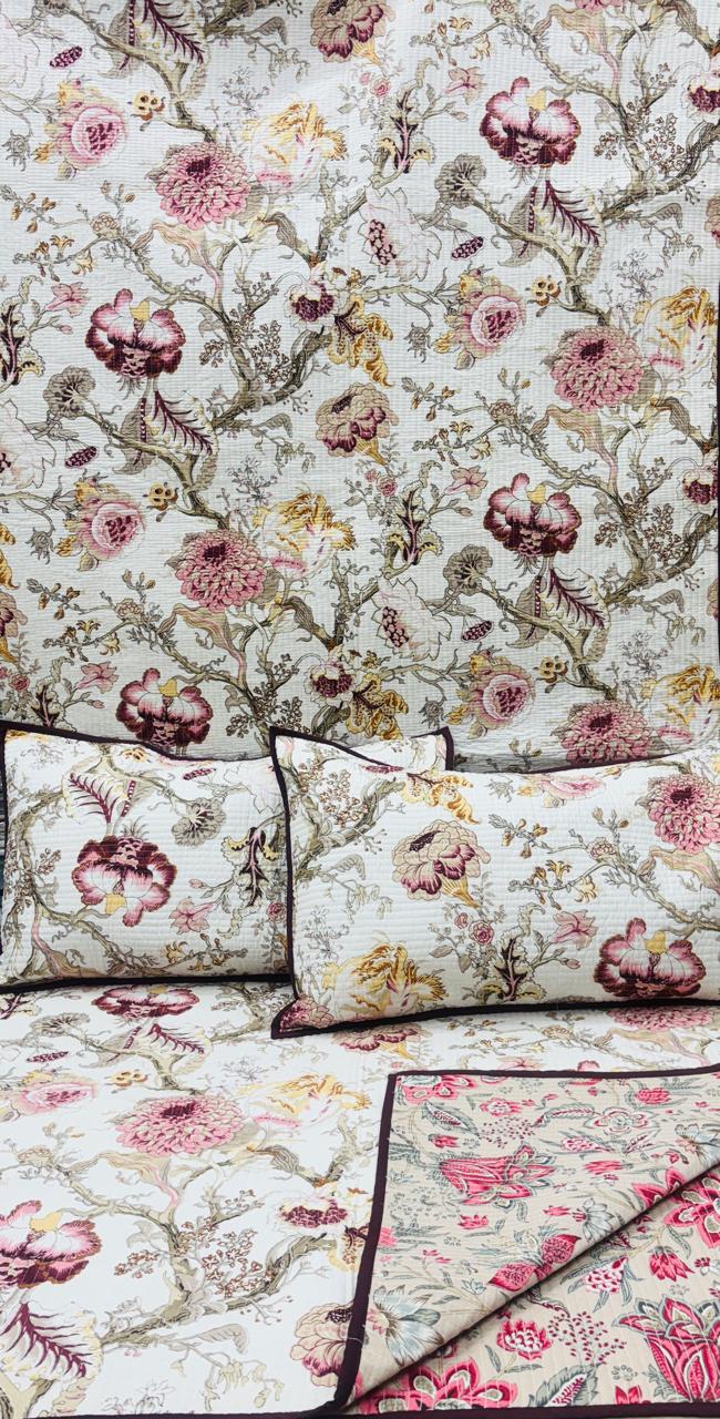 Pure cotton quilted bedcovers with two quilted pillow covers (90x108 inches)