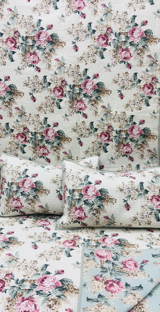 Pure cotton quilted bedcovers with two quilted pillow covers (90x108 inches)