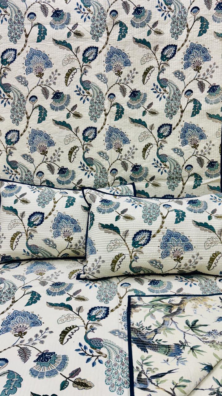 Pure cotton quilted bedcovers with two quilted pillow covers (90x108 inches)