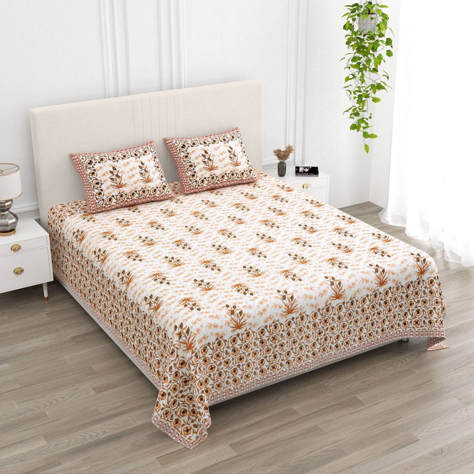 Pure cotton super king size bedsheet 108x108 inches/9x9 feet with 2 pillow covers