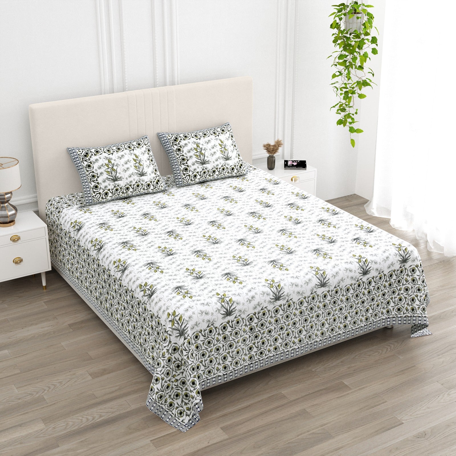 Pure cotton super king size bedsheet 108x108 inches/9x9 feet with 2 pillow covers