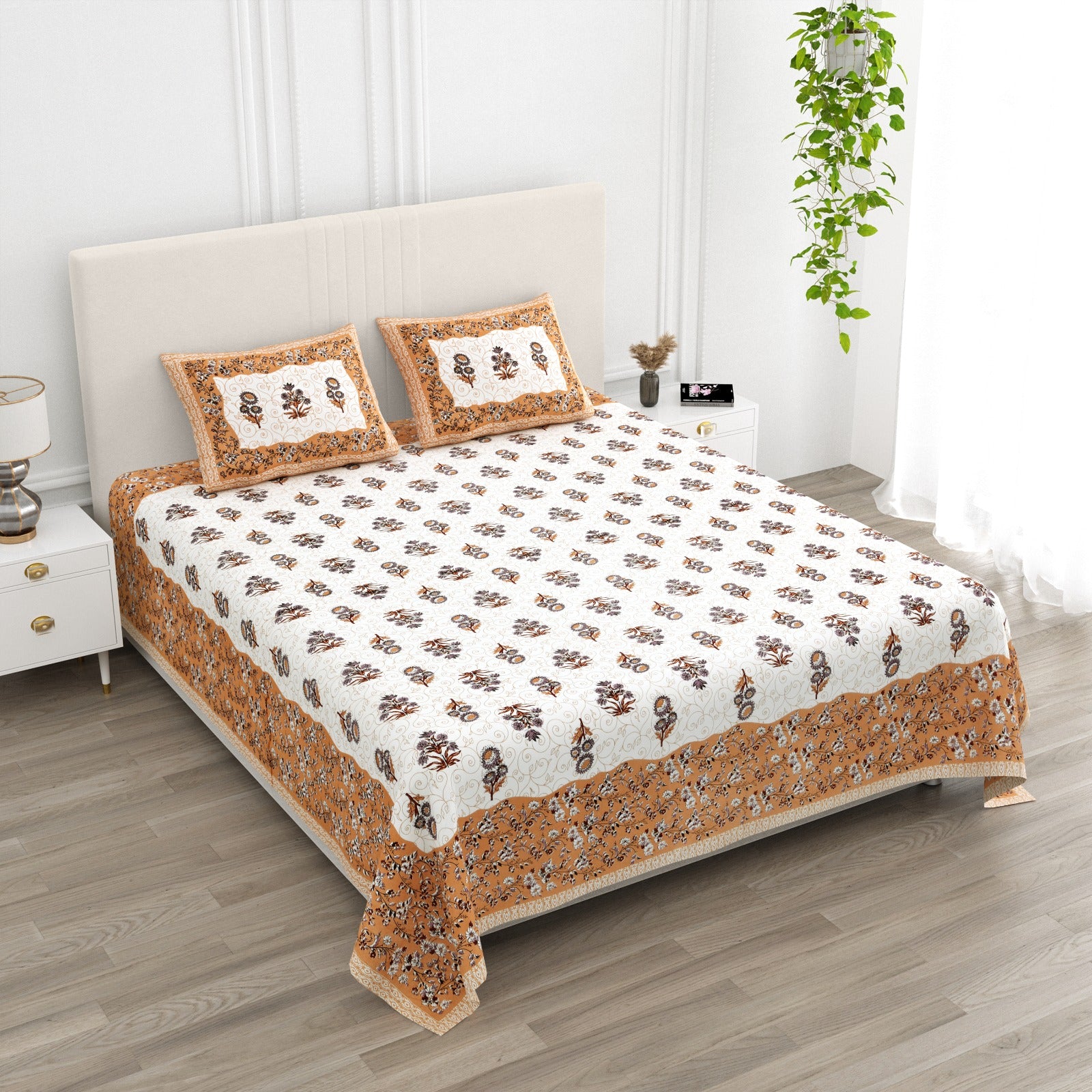 Pure cotton super king size bedsheet 108x108 inches/9x9 feet with 2 pillow covers