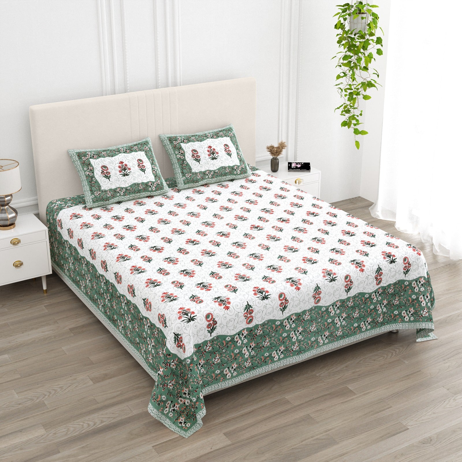 Pure cotton super king size bedsheet 108x108 inches/9x9 feet with 2 pillow covers