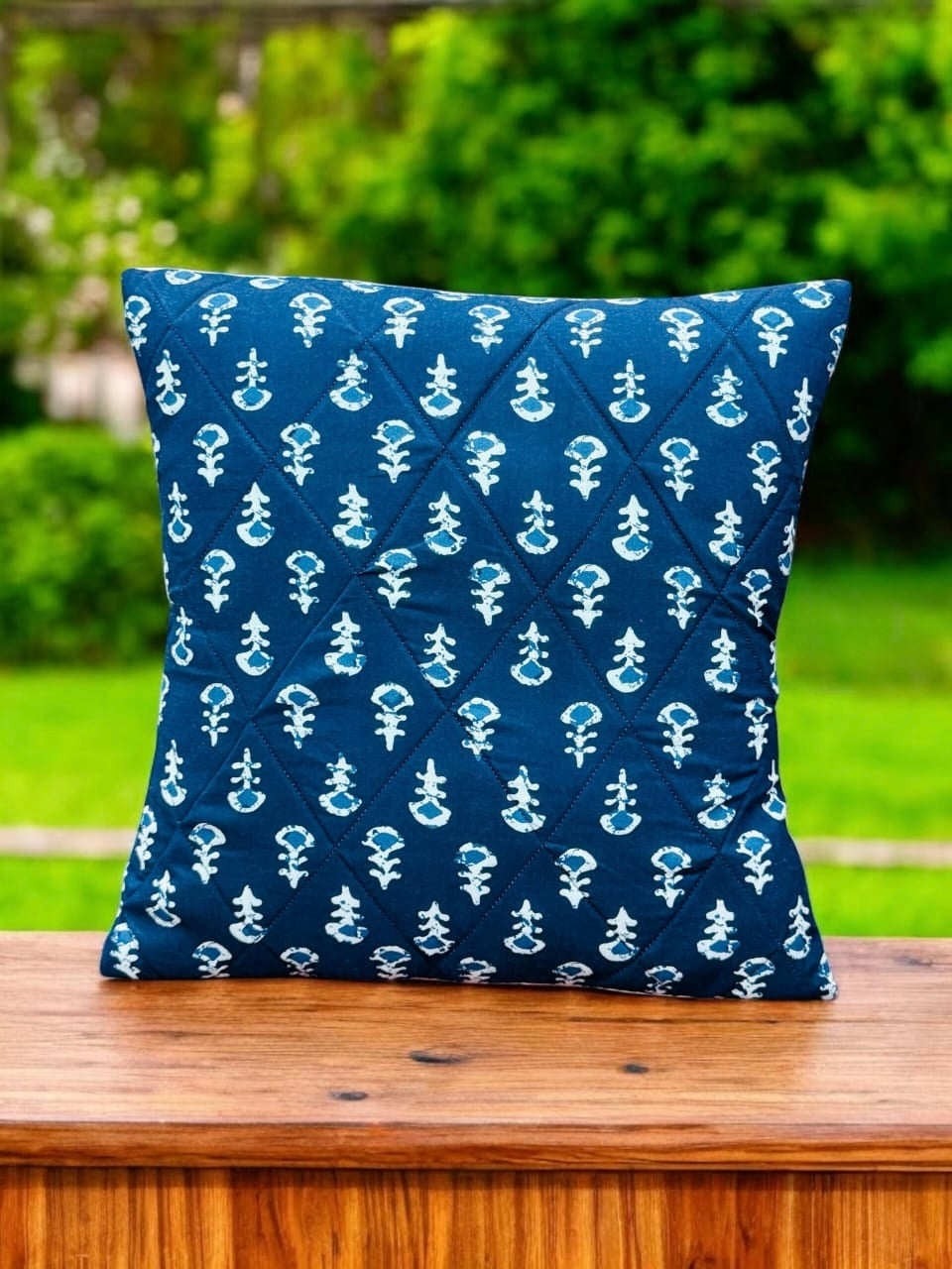 Pure cotton printed quilted cushion covers 16x16 inches/ 40x40 cms (Set of 5)