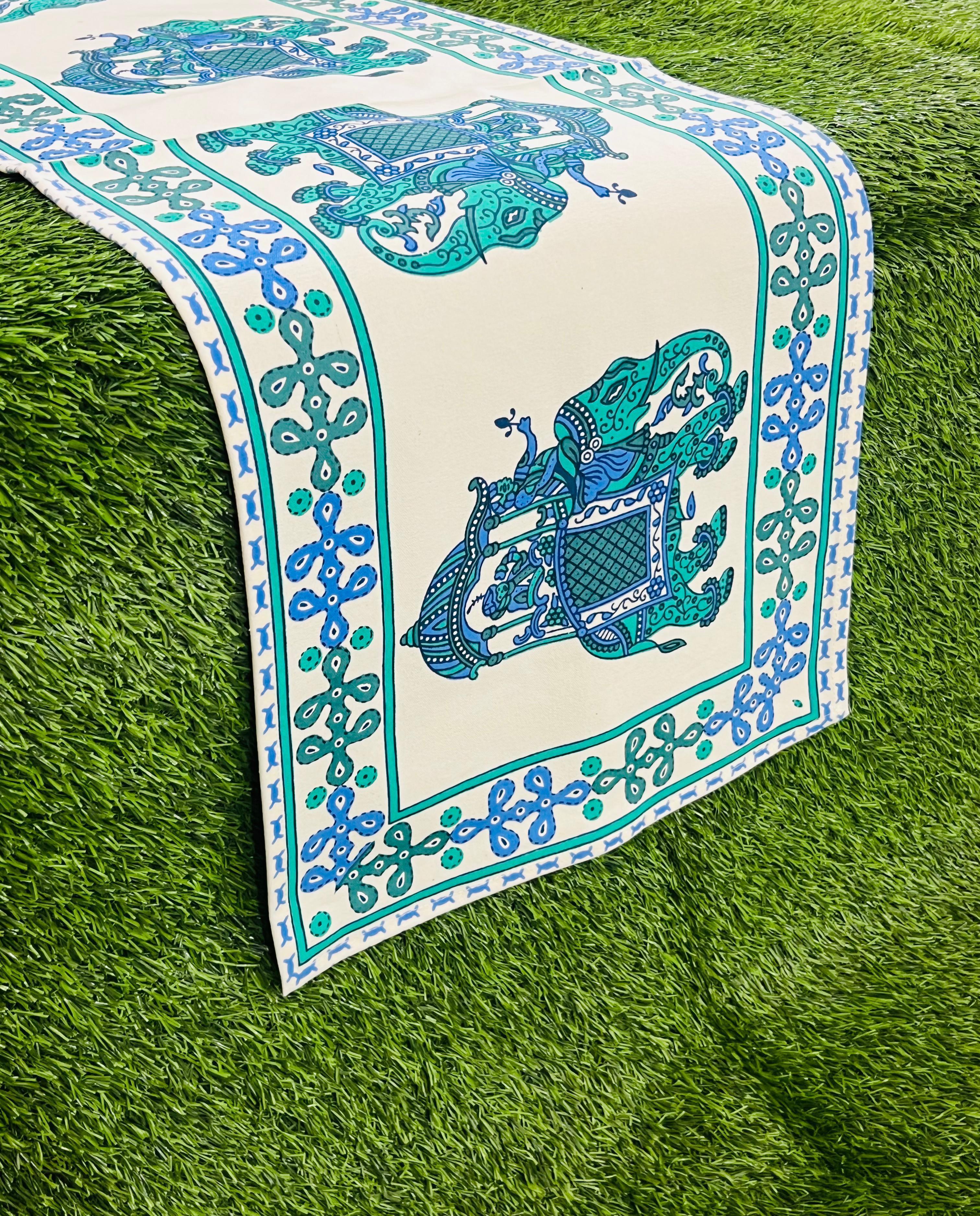 Pure canvas cotton screen printed runners for 4 and 6 seater dining tables