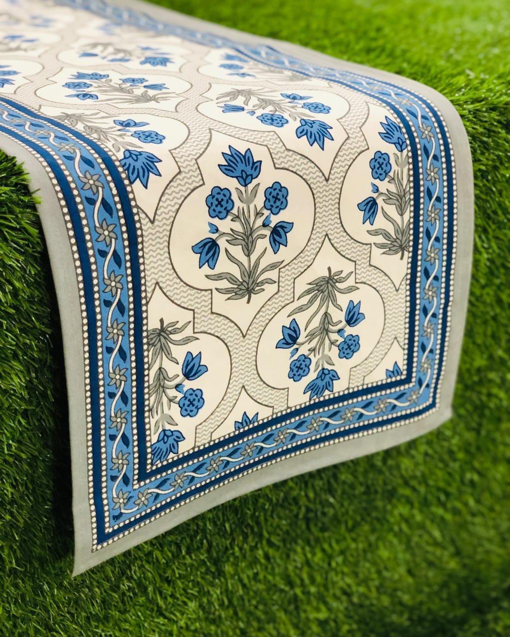 Pure canvas cotton screen printed runners for 4 and 6 seater dining tables
