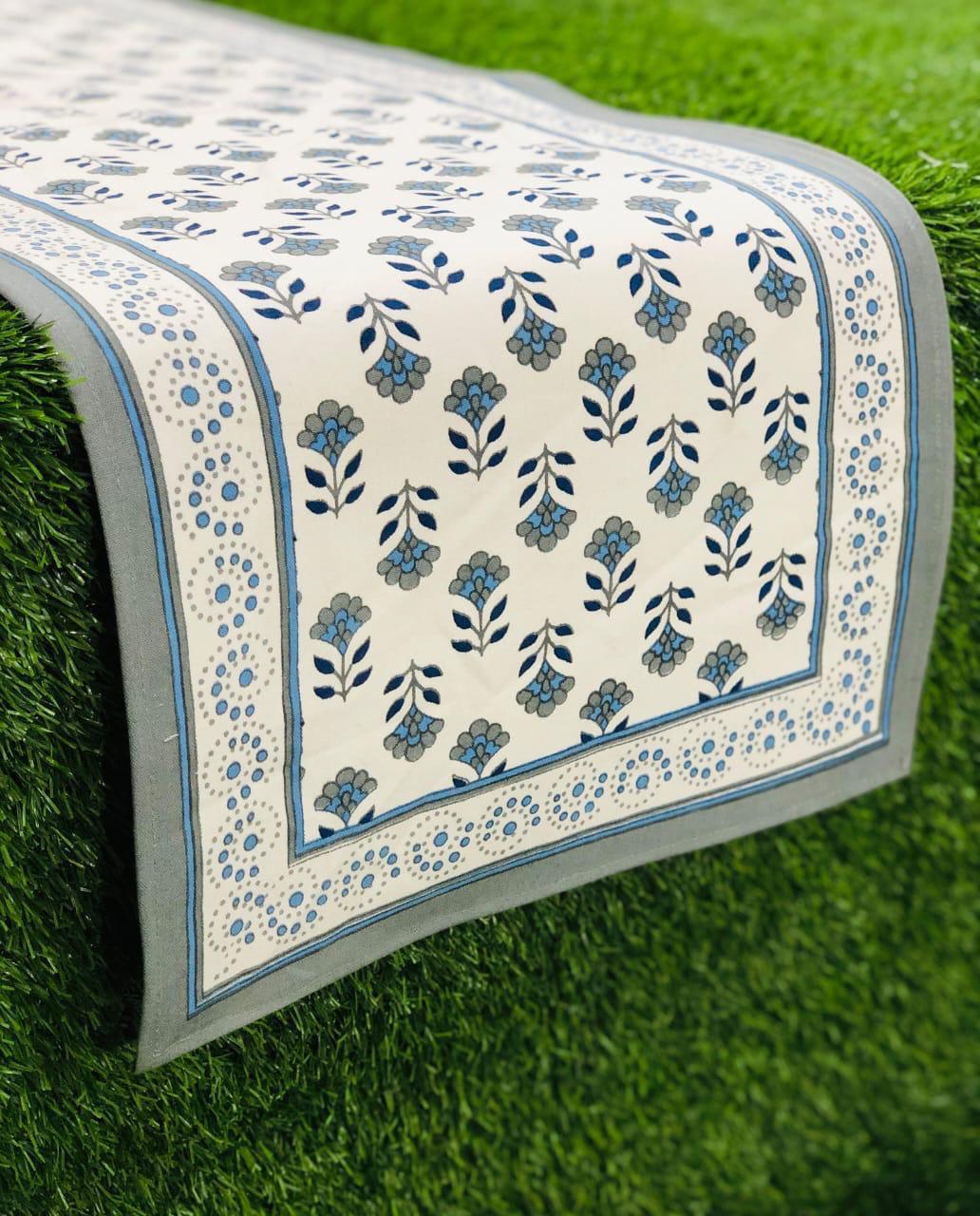 Pure canvas cotton screen printed runners for 4 and 6 seater dining tables