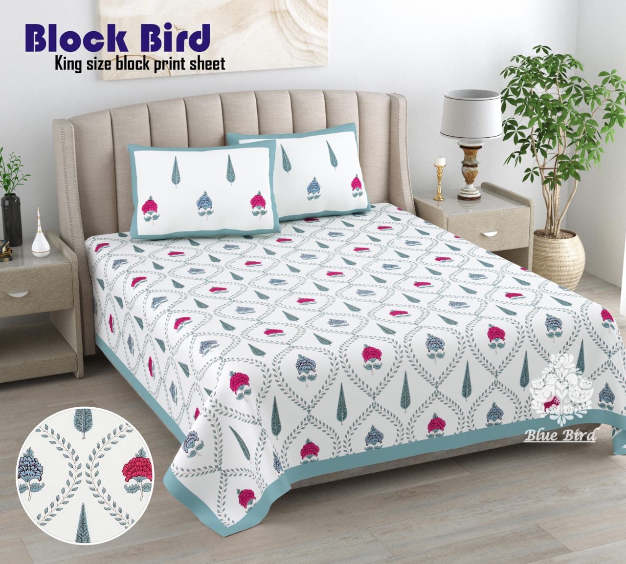 Pure cotton quilted single bedcover without pillow cover (60 x 90 inches)