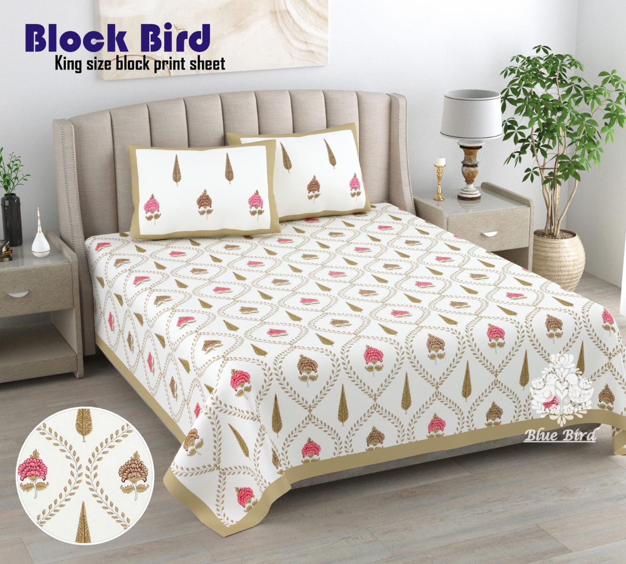 Pure cotton quilted single bedcover without pillow cover (60 x 90 inches)
