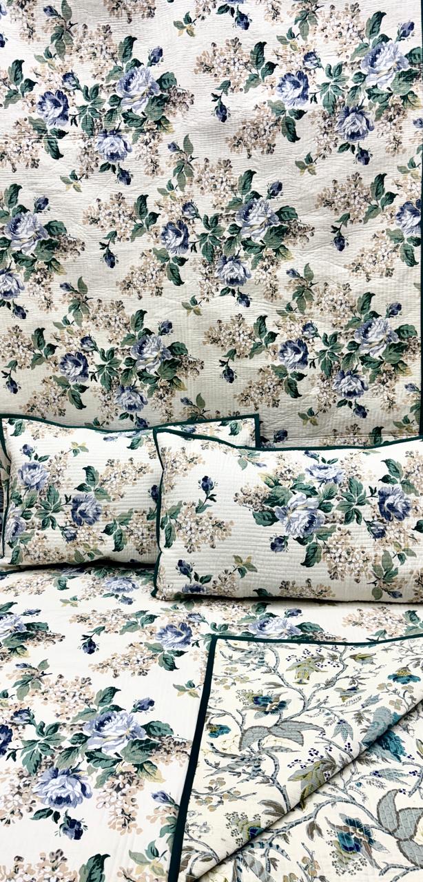 Pure cotton quilted bedcovers with two quilted pillow covers (90x108 inches)
