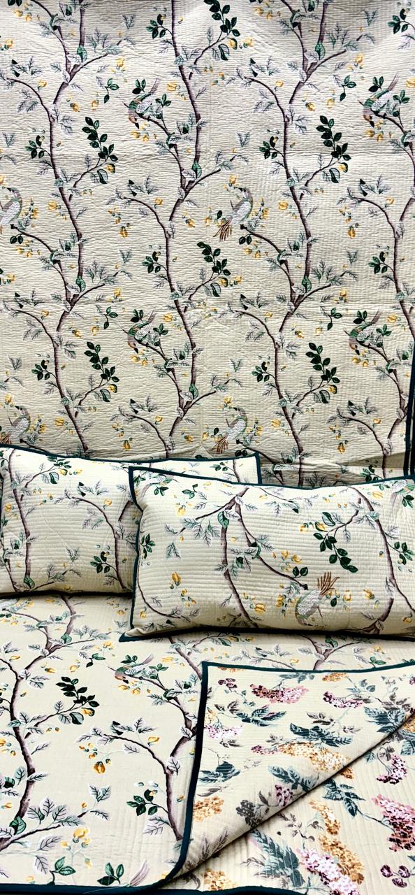 Pure cotton quilted bedcovers with two quilted pillow covers (90x108 inches)