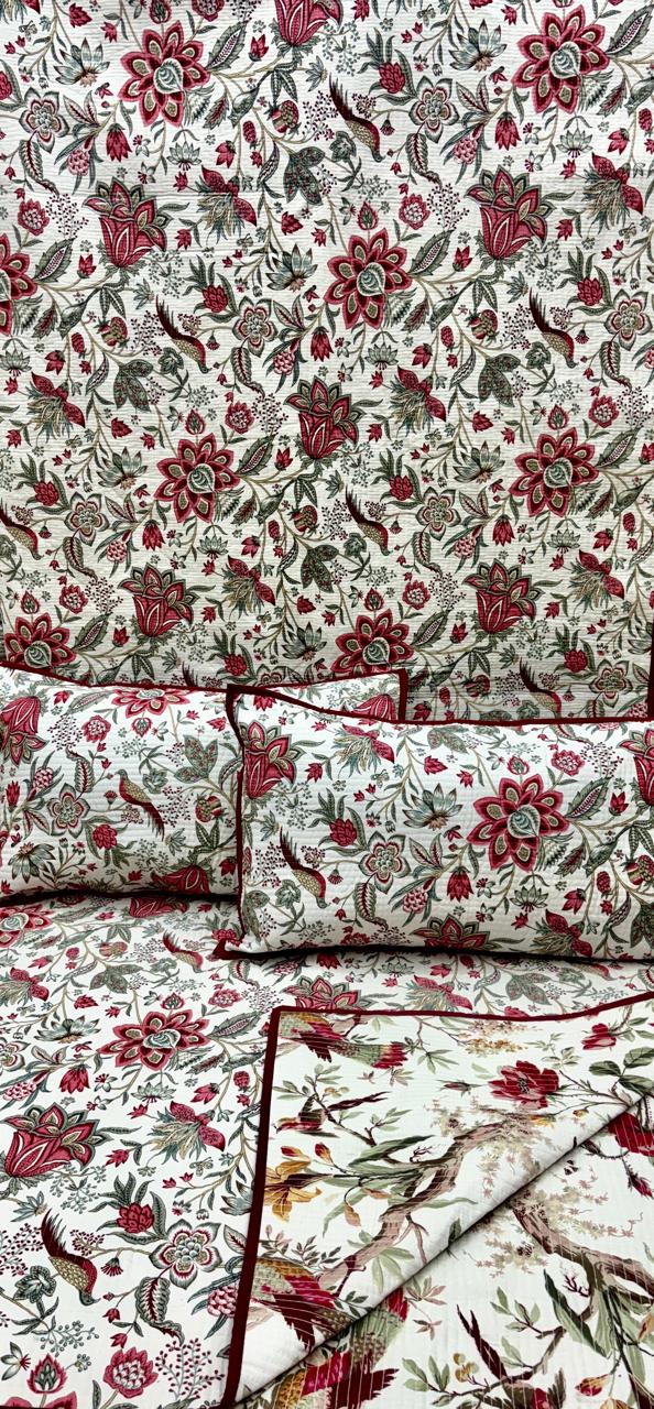 Pure cotton quilted bedcovers with two quilted pillow covers (90x108 inches)