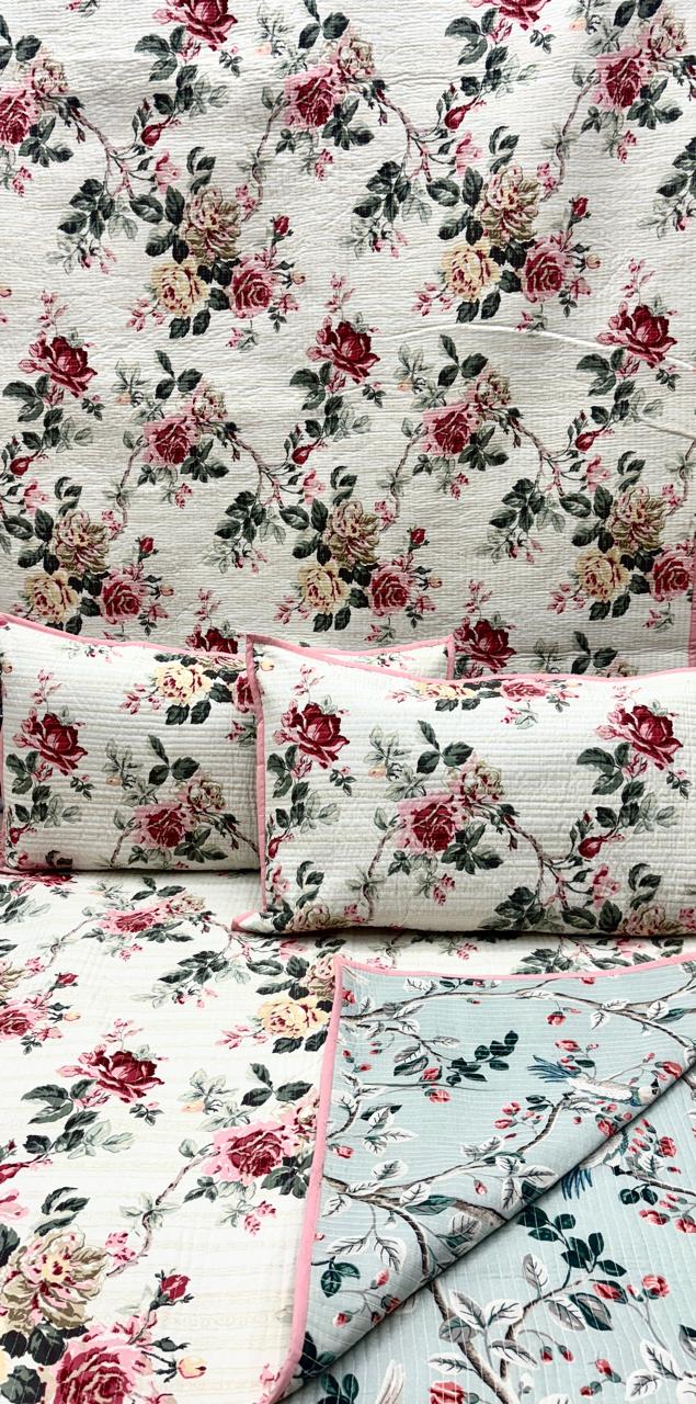 Pure cotton quilted bedcovers with two quilted pillow covers (90x108 inches)