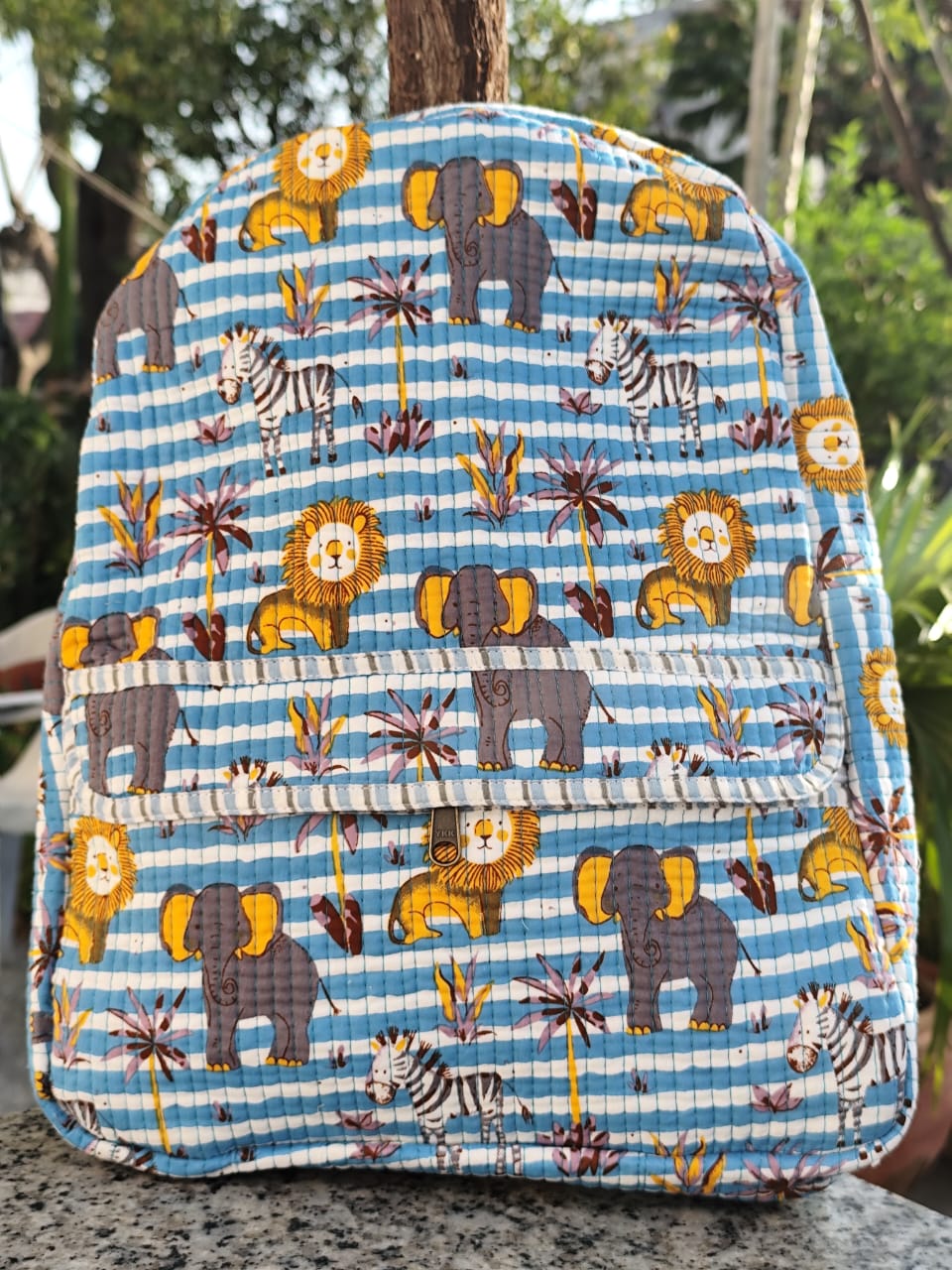 Pure cotton quilted kids backpacks - 12.5x16 inches