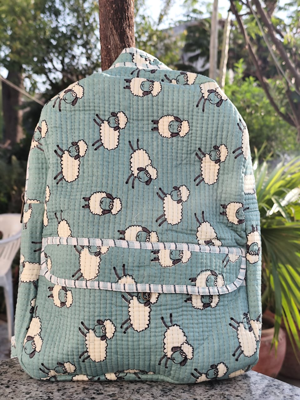 Pure cotton quilted kids backpacks - 12.5x16 inches