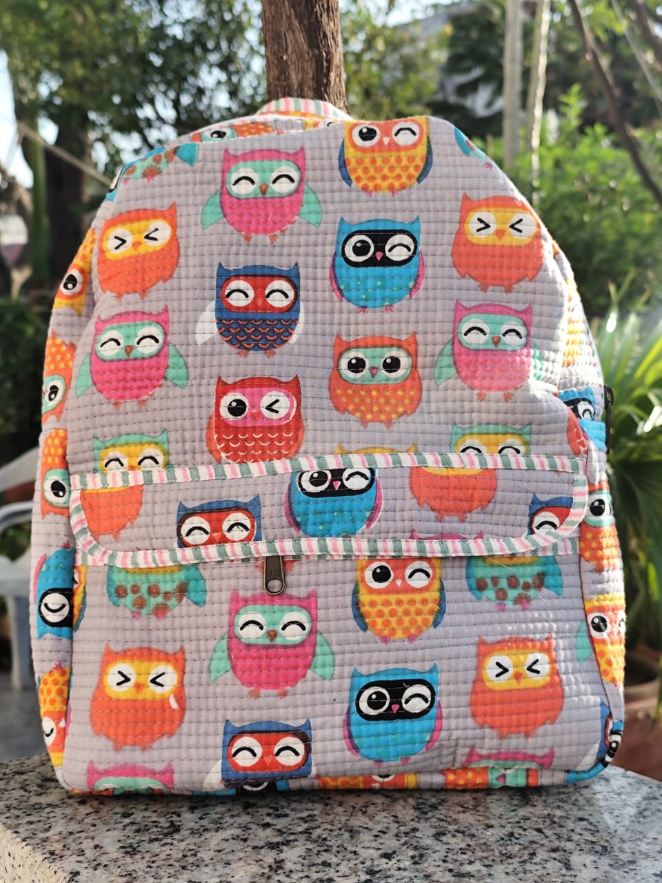Pure cotton quilted kids backpacks - 12.5x16 inches