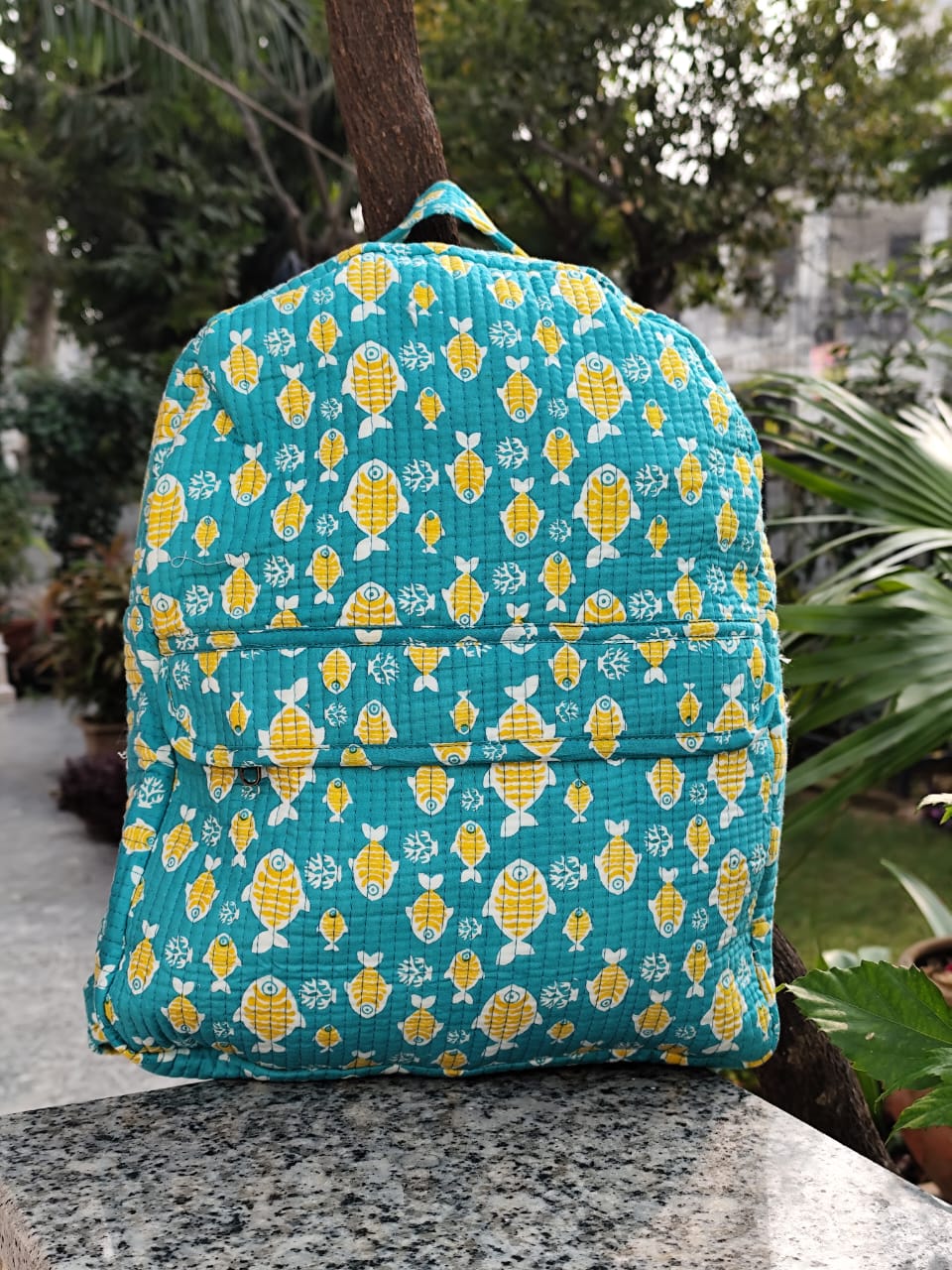 Pure cotton quilted kids backpacks - 12.5x16 inches