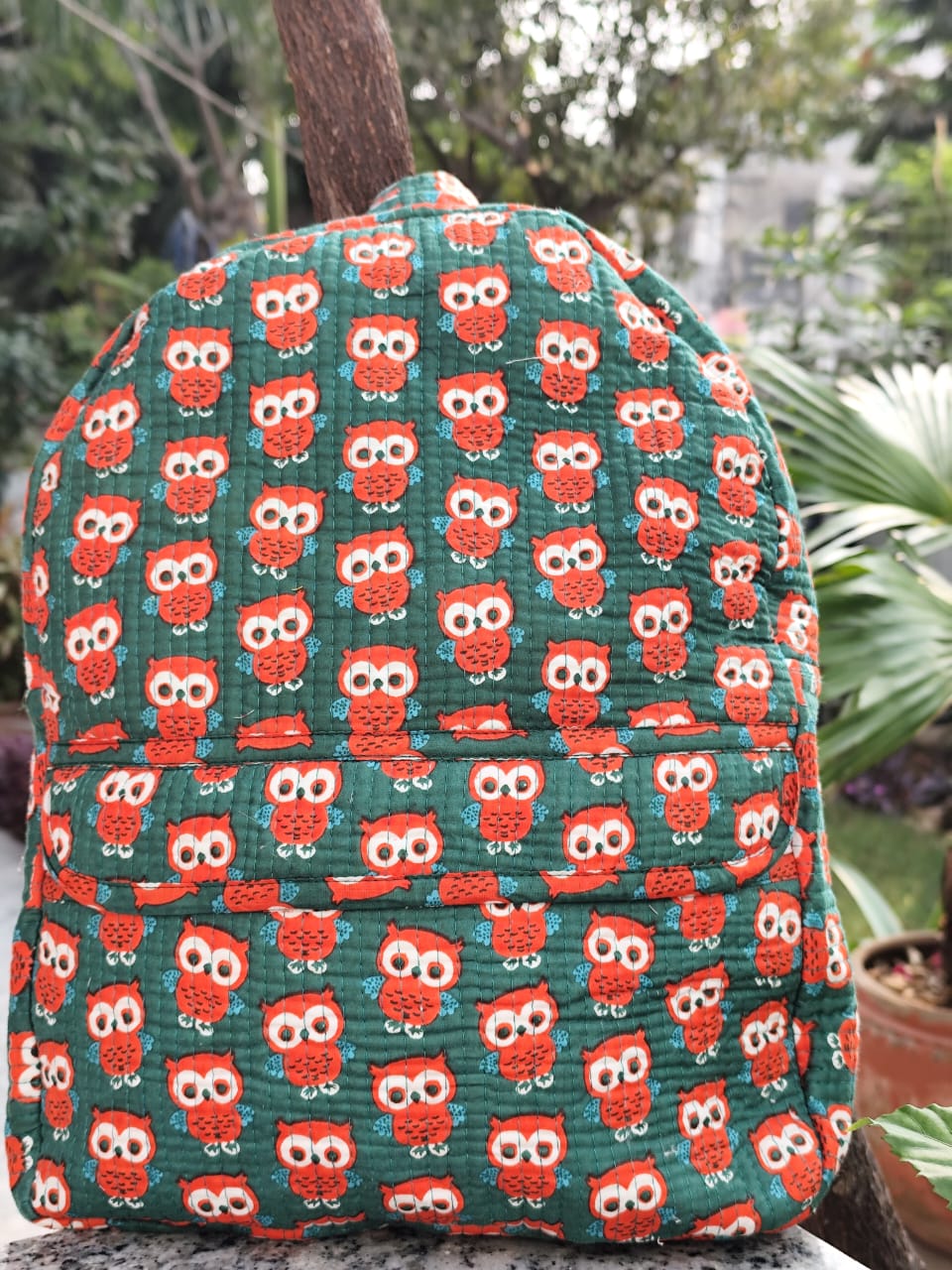 Pure cotton quilted kids backpacks - 12.5x16 inches