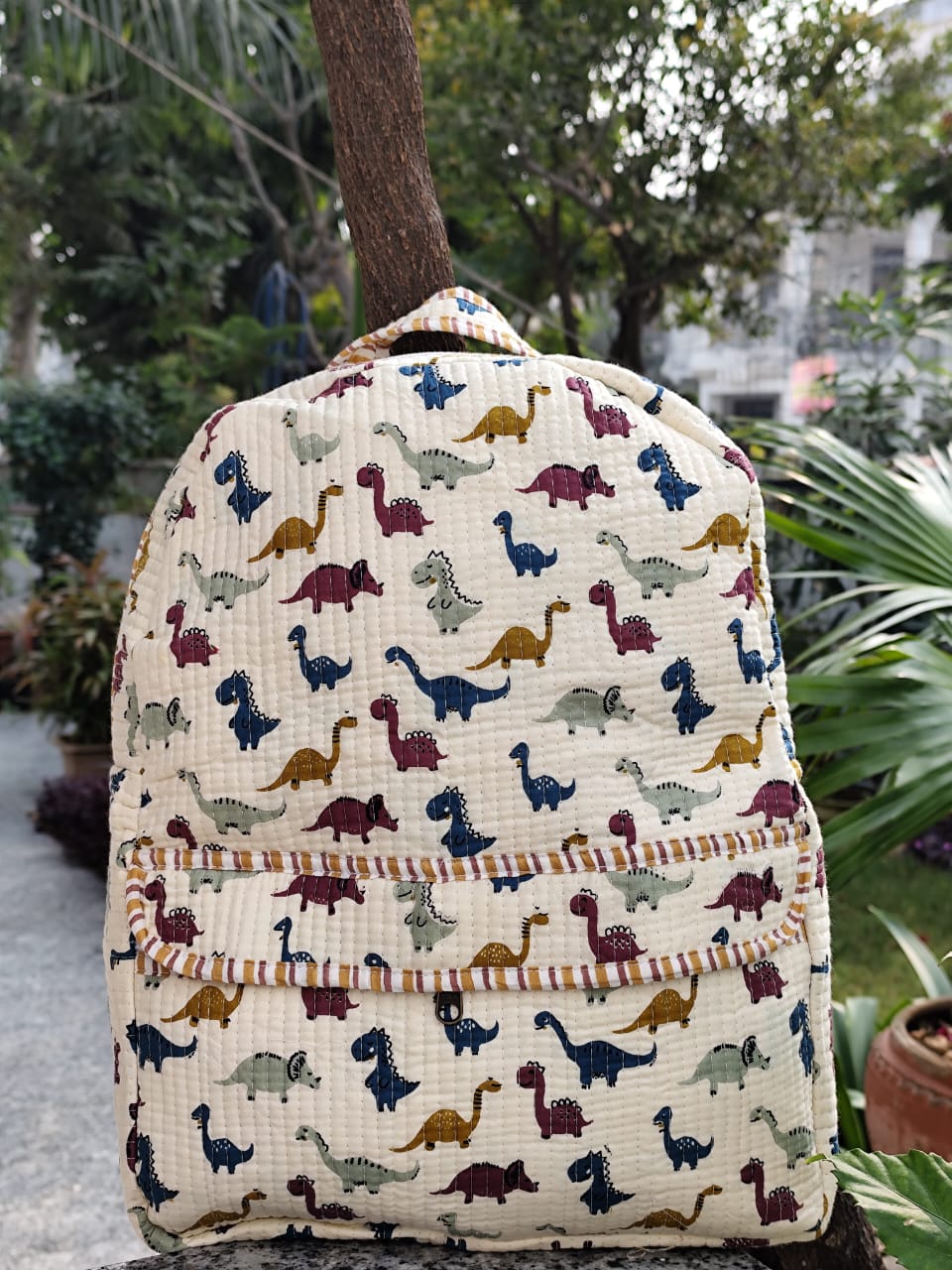 Pure cotton quilted kids backpacks - 12.5x16 inches