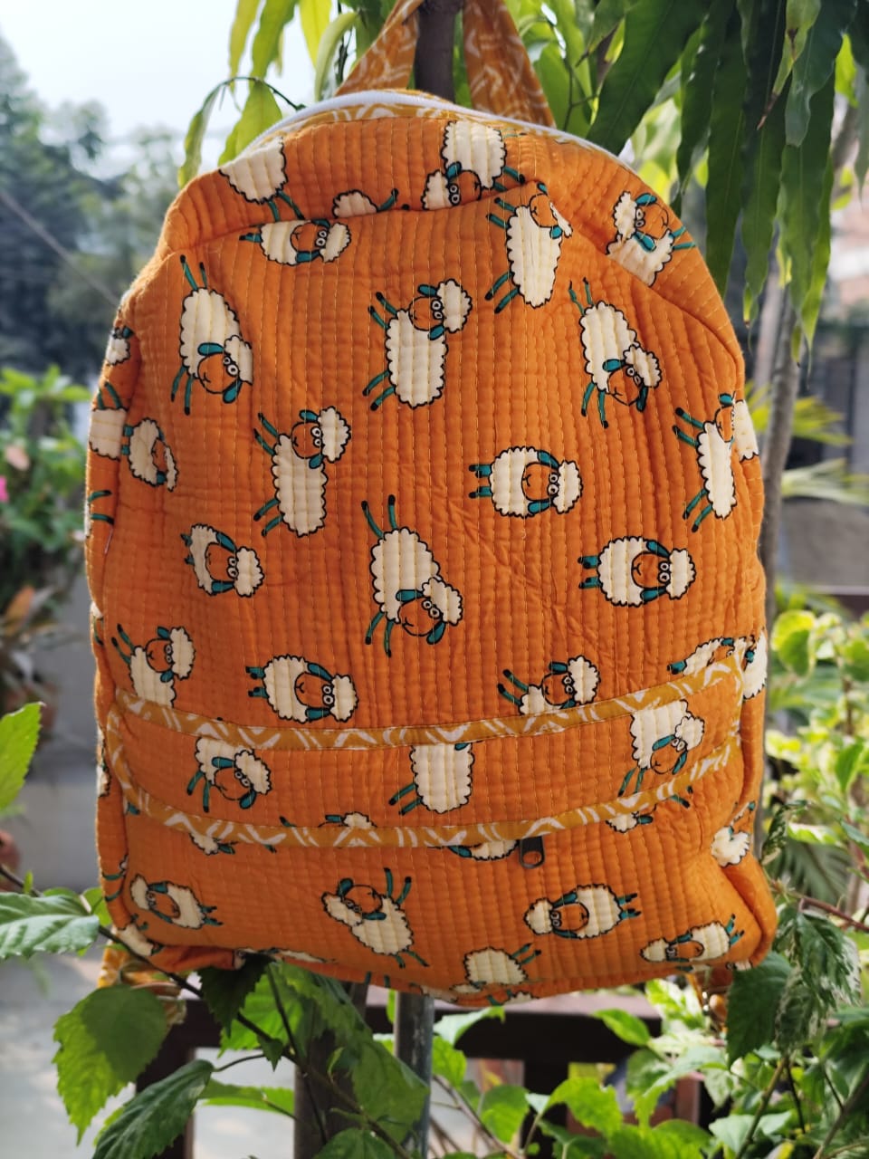 Pure cotton quilted kids backpacks - 12.5x16 inches